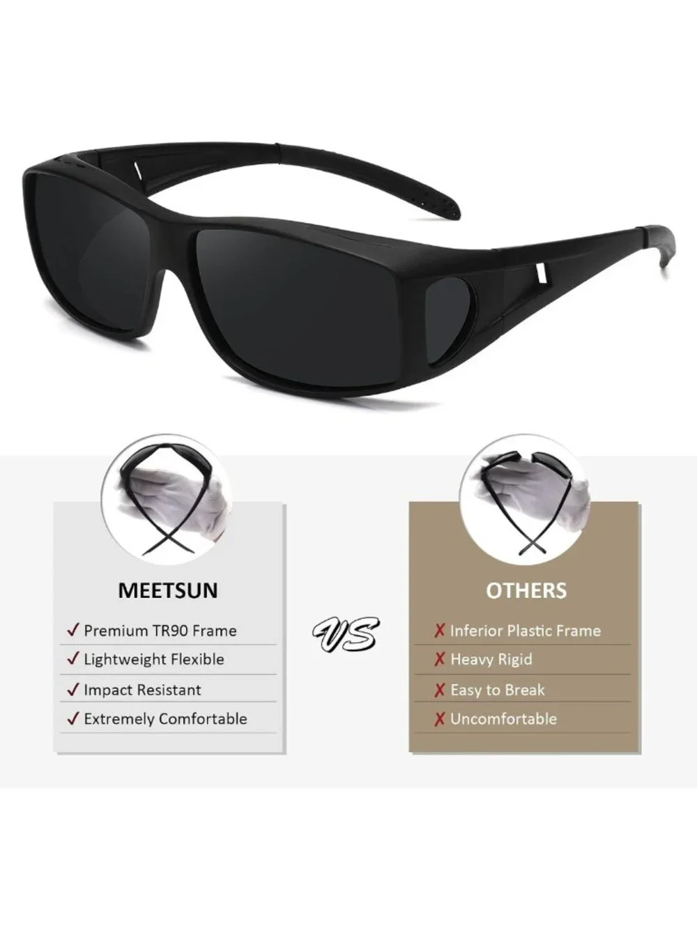 Polarized Fit Over Sunglasses for Men & Women - UV400 Wrap Around Protection